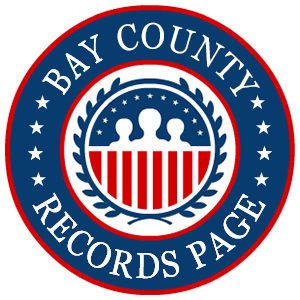 A round red, white, and blue logo with the words Bay County Records Page for the state of Florida.